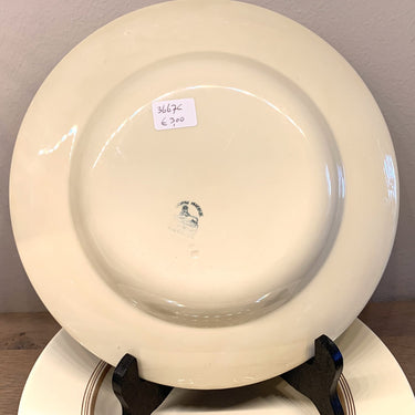 Soup plate / Pasta plate / Deep plate - Petrus Regout - model INEKE - decoration of brown lines on the inner edge