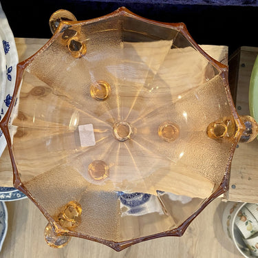 Bowl – orange glass – Art Deco model with balls on the outside and as feet