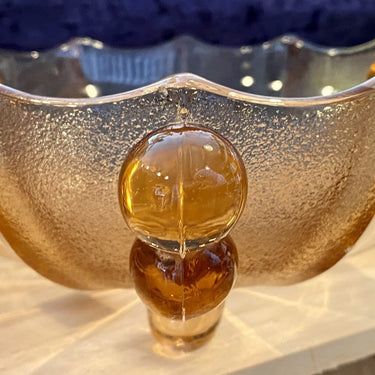 Bowl – orange glass – Art Deco model with balls on the outside and as feet
