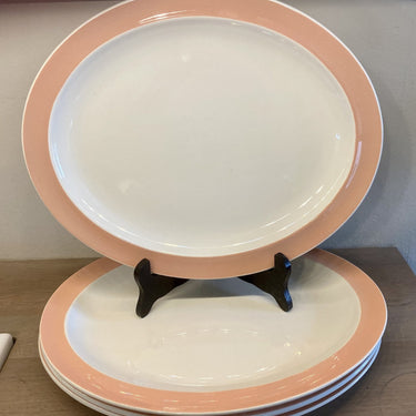 Schaal groot - Boch Freres Keralux - décor met een zalmroze rand