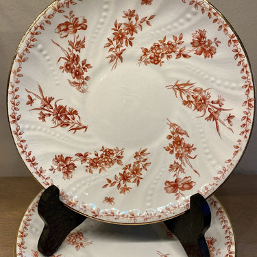 Saucer - larger size, probably for under a chocolate or large cup - Petrus Regout - SYRA red decor and a gold-colored