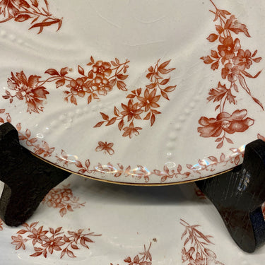 Saucer - larger size, probably for under a chocolate or large cup - Petrus Regout - SYRA red decor and a gold-colored