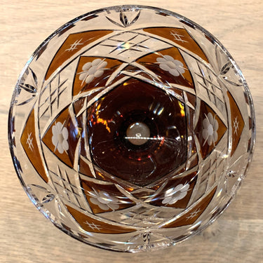 Crystal coupe - unmarked - for fruit, dessert etc. - brown with clear cut glass