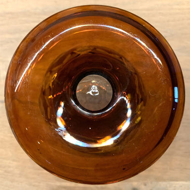 Crystal coupe - unmarked - for fruit, dessert etc. - brown with clear cut glass