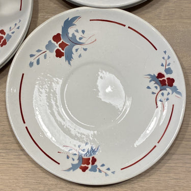 Tasse und Untertasse - Nimy - robustes Modell - Sprühdekor einer grauen/dunkelroten Blume