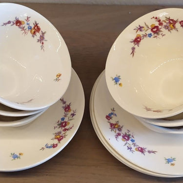 Kop en schotel - Petrus Regout - décor van stooibloemen met roosjes