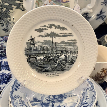 Dessertteller – Petrus Regout – Serie Niederlande – Dekor AMSTERDAM – AMSTEL-YACHTCLUB