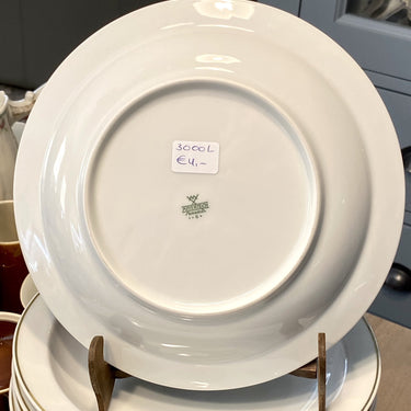 Deep plate - Mitterteich Bavaria - white porcelain with gold-colored print of (striped) triangles