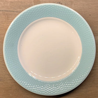 Bord / Ontbijtbord - ongemerkt (waarschijnlijk Frans) - azuurblauw met een soort bijenkorfreliëf