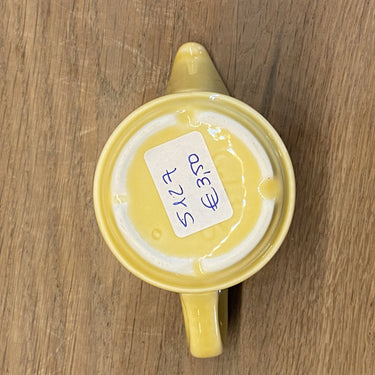 Milk jug - Pillivuyt France - in ochre yellow with inscription in green