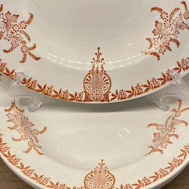 Deep plate / Soup plate / Pasta plate - Faïncerie d'Onnaing (Nord) France - Art Nouveau decor in red-brown