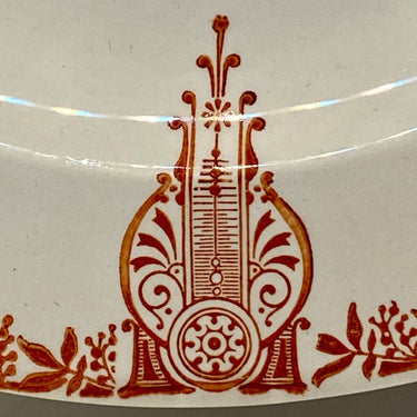 Deep plate / Soup plate / Pasta plate - Faïncerie d'Onnaing (Nord) France - Art Nouveau decor in red-brown
