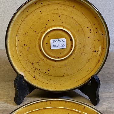 Platzteller - Boch - Dekor PALMA (1972), Form MENUET handbemalt in hell- und dunkelbrauner Ausführung