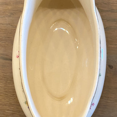 Gravy boat / Sauce boat - H&amp;K Tunstall (Made in England) - NB63 - decor of colorful flowers and gold-colored floral edge