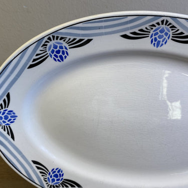 Waage flach - oval - Boch - Spritzdekor in blau/grau/braun