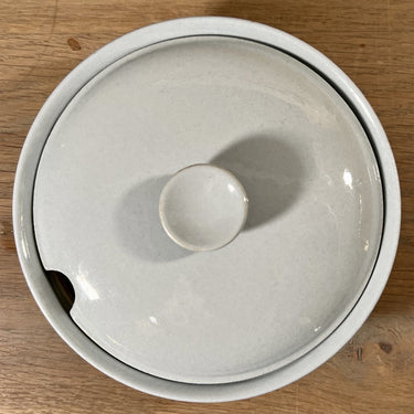 Sugar bowl - round flat model - Petrus Regout - in pastel gray/blue color
