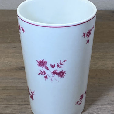 Milk cup - Petrus Regout - from 1968 - decor of pink/red flowers - made for NASM