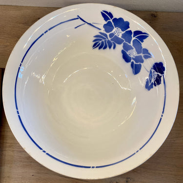 Bowl - deep, round - Moulin des Loups - decor Grandfeu spray decor blue flowers