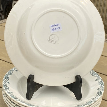 Tiefer Teller / Suppenteller / Pastateller - Nimy - Dekor mit grünem Blätterrand