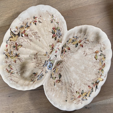 Koekjesschaal / Soezenschaal met handvat in het midden - blindmerk IVORY