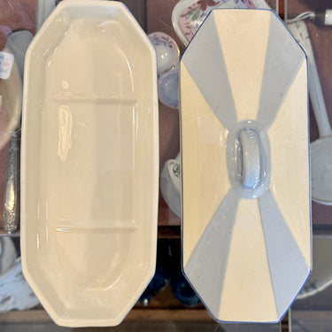 Kammschale - Boch - Modell VOLGA1 - Dekor unbekannt, in Babyblau und Creme, Art Deco Design - von 1936