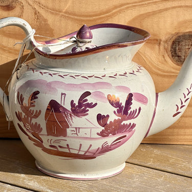 Theepotje - model met kraag - Sunderland lustreware/pink lustreware - ca. 1820-1825 - cottage design