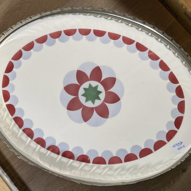 Tray / Presentation tray - large model on legs and with handles and metal edge - probably German - Art Deco