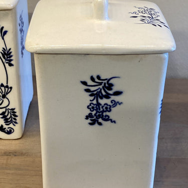 Storage jar - Urbach Frères - decoration of blue flowers - inscription CAFÉ