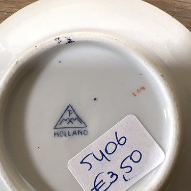 Teller - kleine Größe (Kindergeschirr?) - Mosa/Louis Regout - Papageiendekor im Innenrand mit Netzdekor