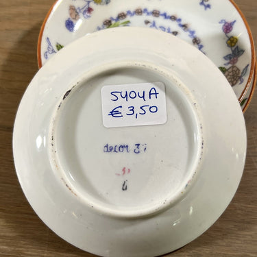 Untertasse - kleine Größe (Kindergeschirr?) - Mosa/Louis Regout - Dekor 373 aus rosa Blumen mit Lila, Orange und Blau