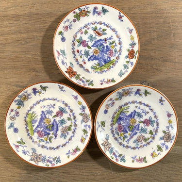 Untertasse - kleine Größe (Kindergeschirr?) - Mosa/Louis Regout - Dekor 373 aus rosa Blumen mit Lila, Orange und Blau