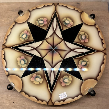 Drehteller / Präsentationstablett aus Holz mit Glasschutzplatte darunter Art Deco Dekoration