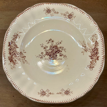 Tazza / Präsentationsschale auf hohem Fuß - Boch - DUCHESSE Dekor in brauner Ausführung