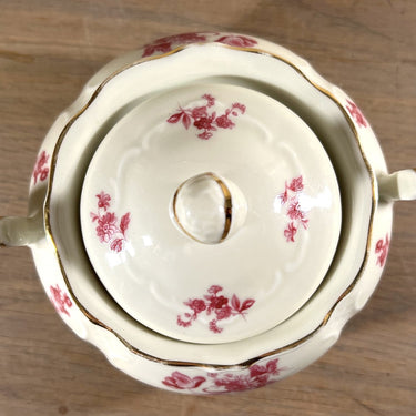 Zuckerdose - Mosa - 3 Bögen (1960er Jahre) - Modell BAROCK mit rosa/lila Blumendekor