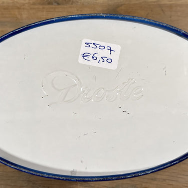 Dose / Vorratsdose - ovales Modell - Droste - Delfter Blaudekor mit Segelschiffen