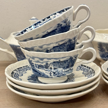Kop en schotel - Société Céramique Maestricht - décor BOERENHOEVE blauw