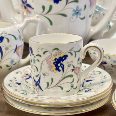 Cup and saucer - smaller model - Bone China - Coalport - decor PAGEANT