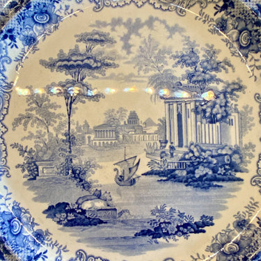 Large platter / big platter - William Smith &amp; Co Wedgewood - decor SELECT VIEWS blue / blue