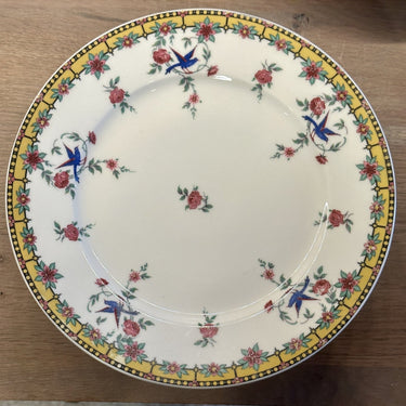Presentation dish / Tazza - on low foot - Limoges B &amp; Cie (Balleroy) - decor in yellow