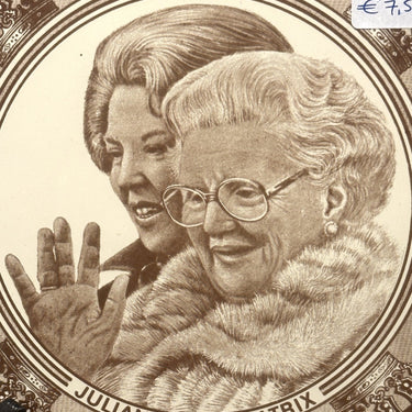 Memorial tile - Villeroy &amp; Boch - 'Juliana 1980 Beatrix' in brown