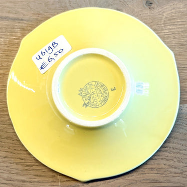 Aschenbecher - kleines Modell - Boch - Dekor in Gelb mit goldfarbenem Rand