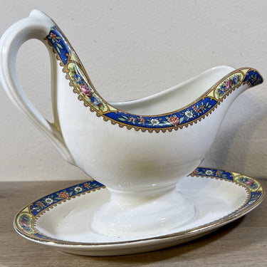 Sauciere / Sauciere - Boch - Dekor mit Blumen in blau/gelb