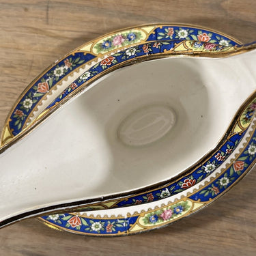 Sauciere / Sauciere - Boch - Dekor mit Blumen in blau/gelb