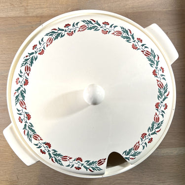 Covered bowl / soup tureen - VEB Steingut Colditz Germany - decor with green/red flowers