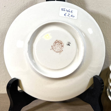Underplate / Dish - VEB Germany - decor with a rose on a grey-blue pastel background