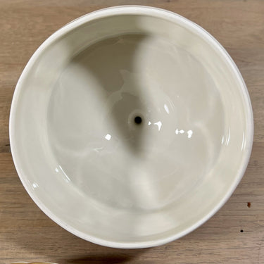 Butterdose - rundes Modell mit Fuß - Mosa - Dekor in blau/rosa Blumen