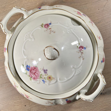 Terrine - kleineres Modell - Mosa - Dekor in blau/rosa Blumen