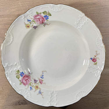 Tiefer Teller / Suppenteller / Pastateller - Mosa - Dekor in blau/rosa Blumen