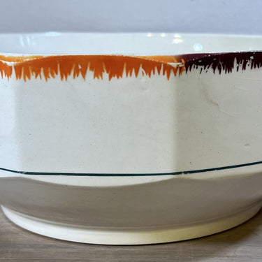Nestschaal / Saladeschaal - ongemerkt - décor in bruin met oranje aan de randen - Art Deco
