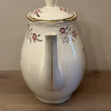 Kaffeekanne - ungemarkt aber Boch - Form CAPRI - Dekor aus kleinen Rosen mit goldfarbenen Zweigen